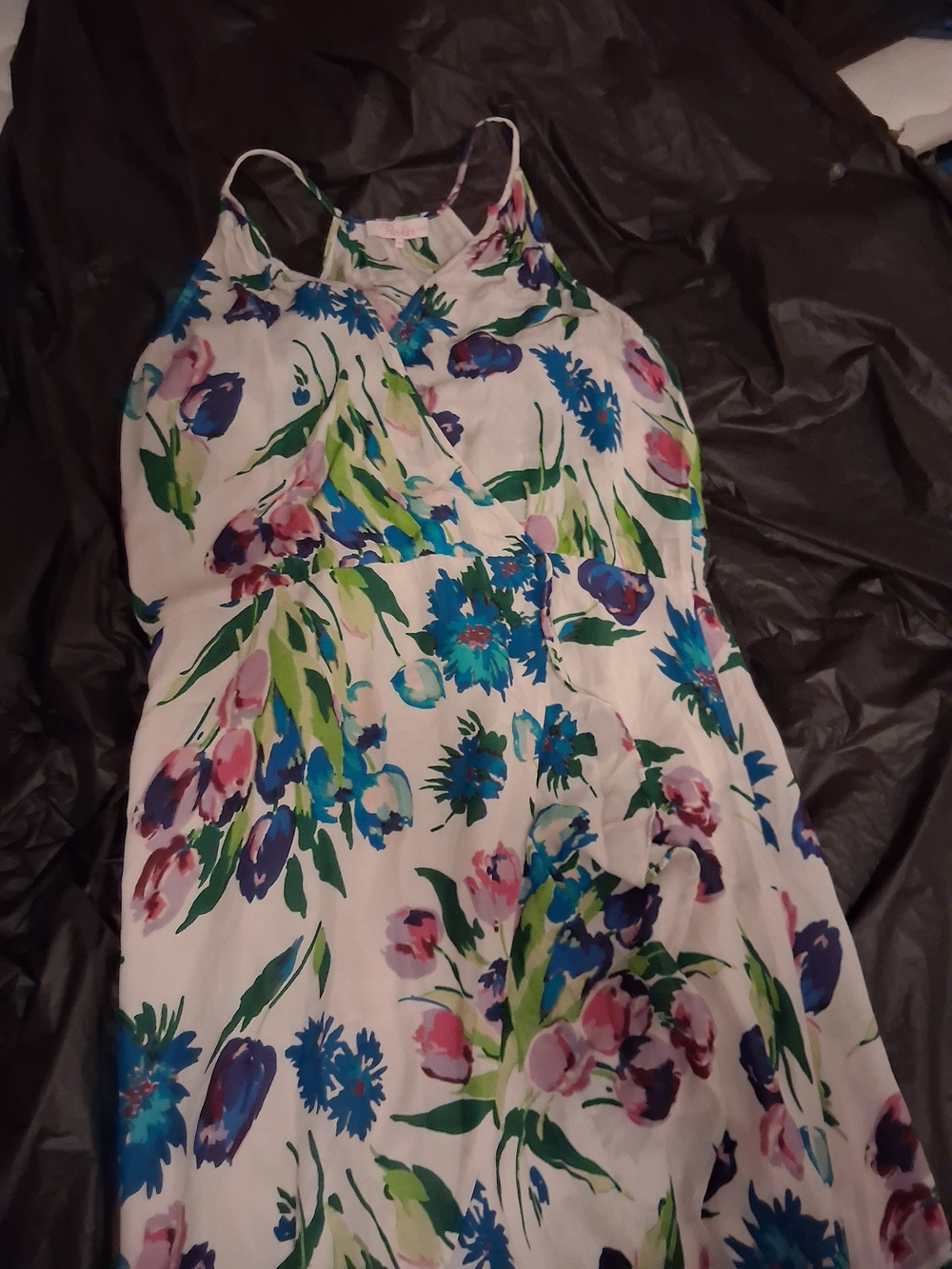 Parker Floral Print Summer Dress in White, Teal, Green &  Pink